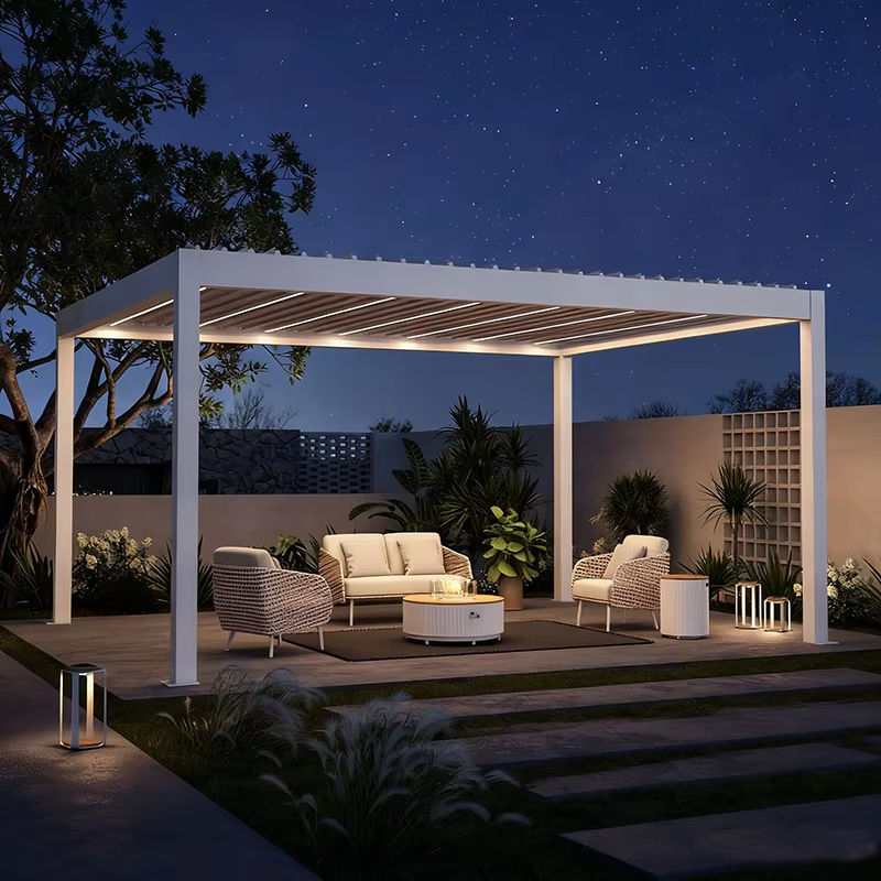 Outdoor Furniture Gazebo - Paslanmaz Çelikten Yapılmış, LED Işıklı ve