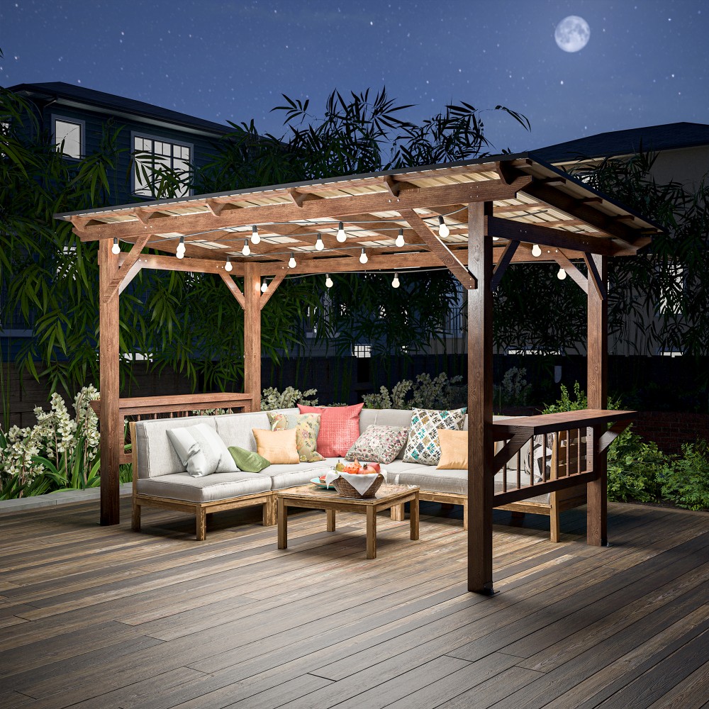 Outdoor Furniture Gazebo - 13' X 6.5' Modern Ahşap Pergola