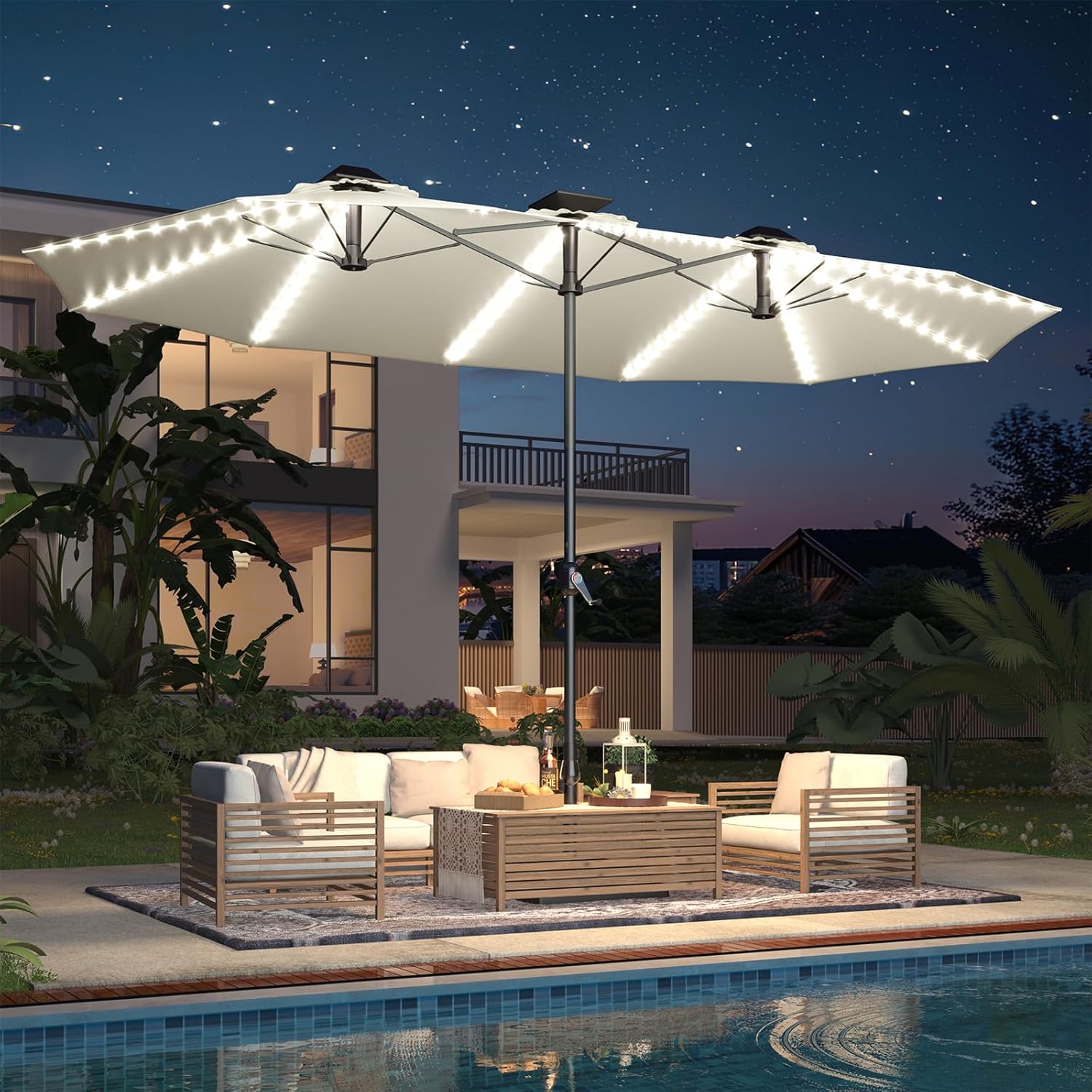 15ft Dikdörtgen Bahçe Şemsiyes - Outdoor Furniture Umbrella incelemesi ve fiyatı
