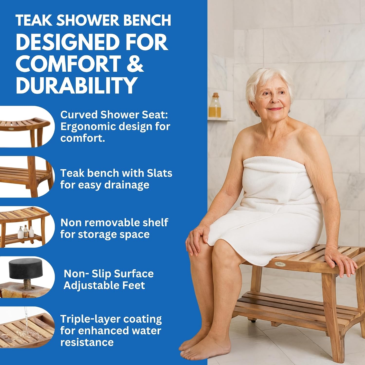 Tik ağacı duş bankı, spa banyo - Outdoor Furniture Bench incelemesi ve fiyatı